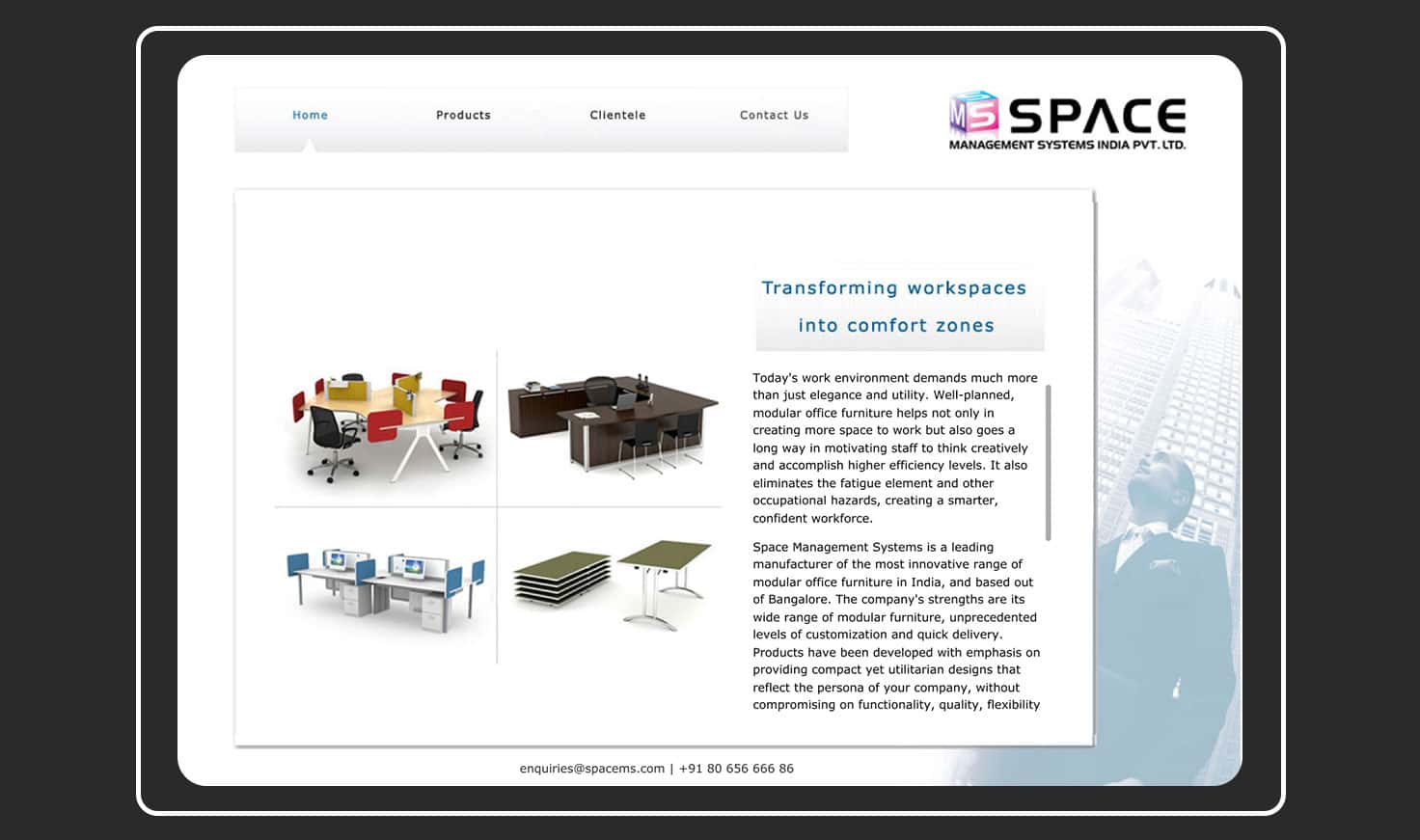 Space Management Systems old website - Sivaraj Portfolio